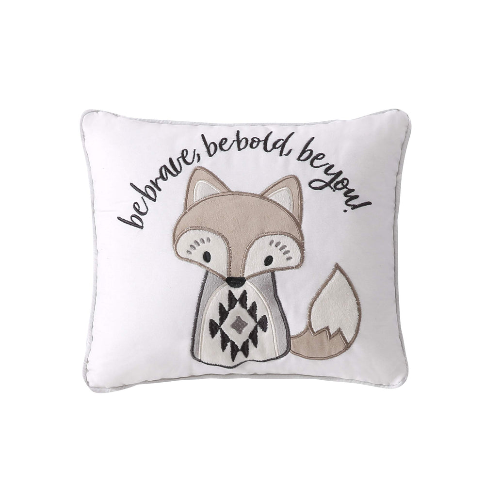 Levtex Baby Bailey Bear decorative pillow accenting a cozy toddler bed.