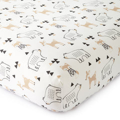 Levtex Baby Bailey Bear flat sheet spread showing coordinated design.