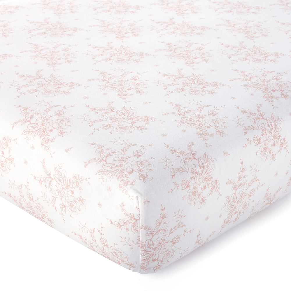 Levtex Baby Heritage bedskirt blush toile coordinates with nursery decor
