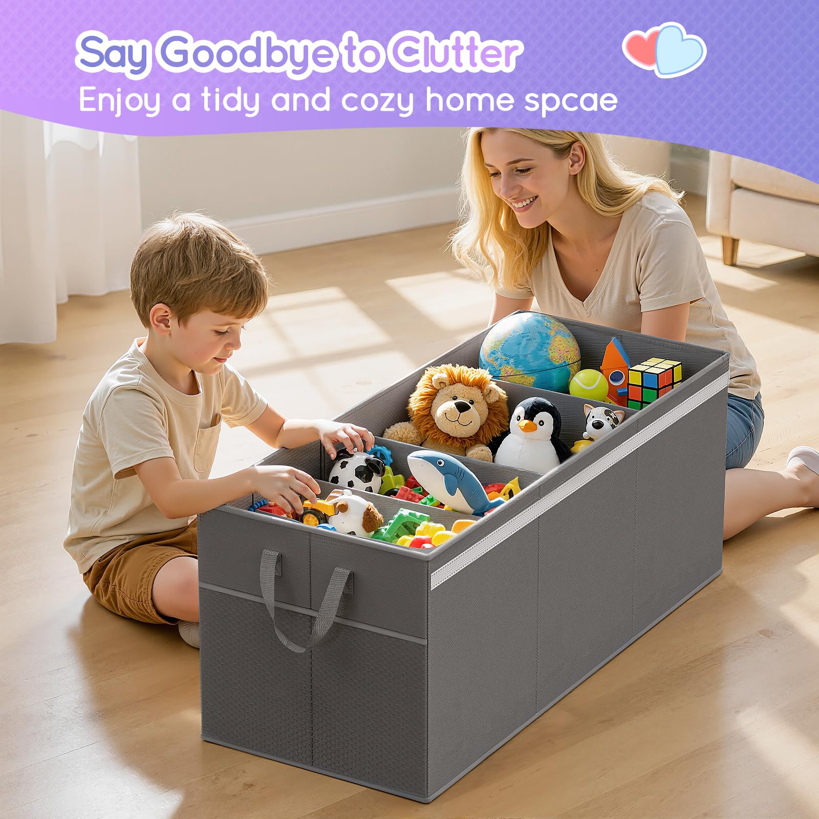 Lewondr toy chest materials safety with thick PP sheet and oxford cloth