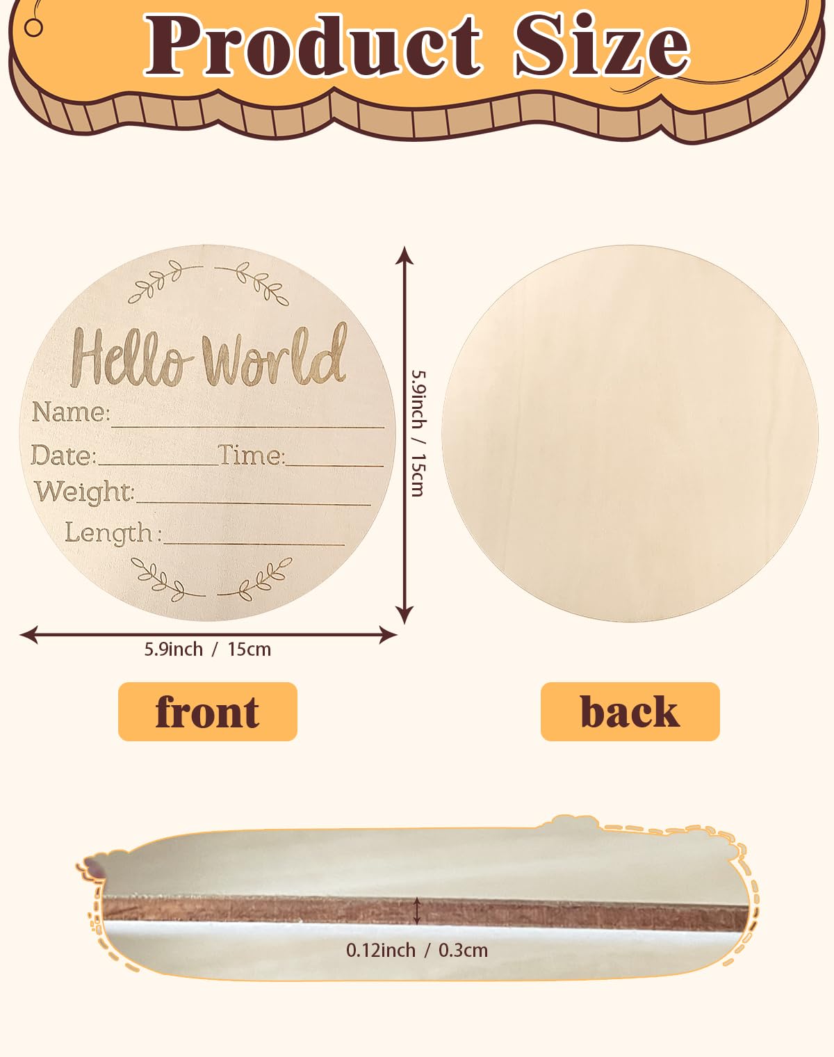 Lexaoyoo Hello World signs hung above crib backdrop for newborn welcome.