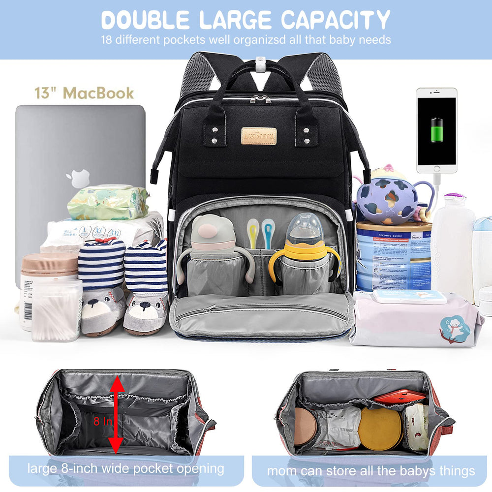 LexiRoman diaper bag backpack changing pad, a soft surface for comfortable diaper changes.