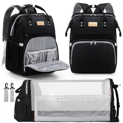 LexiRoman diaper bag backpack front view, showcasing organized pockets for on-the-go essentials.