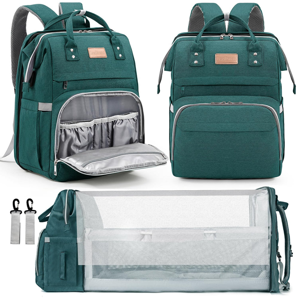 LexiRoman diaper bag backpack front view highlighting organized pockets for on-the-go moms