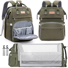 LexiRoman diaper bag backpack front view with organized pockets for on-the-go parents.