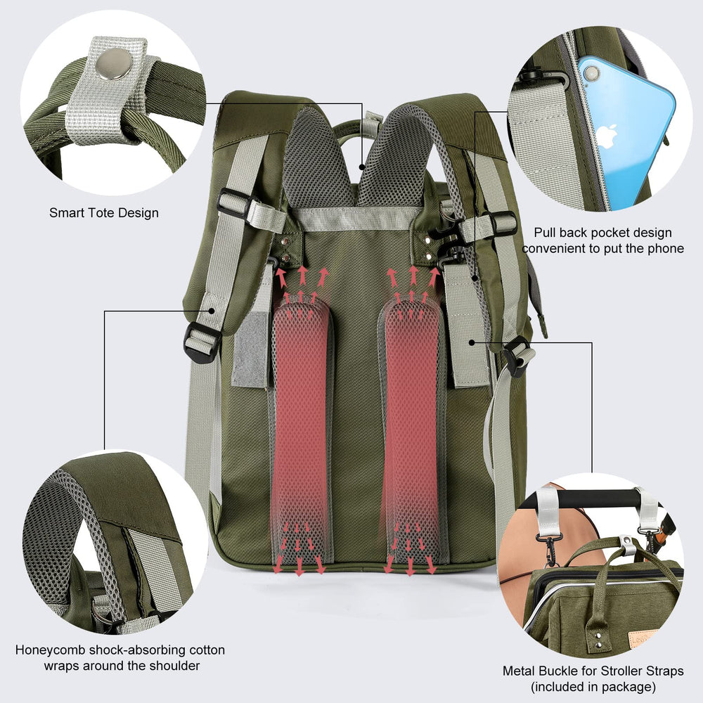 LexiRoman diaper bag backpack soft changing pad for comfortable diaper changes.