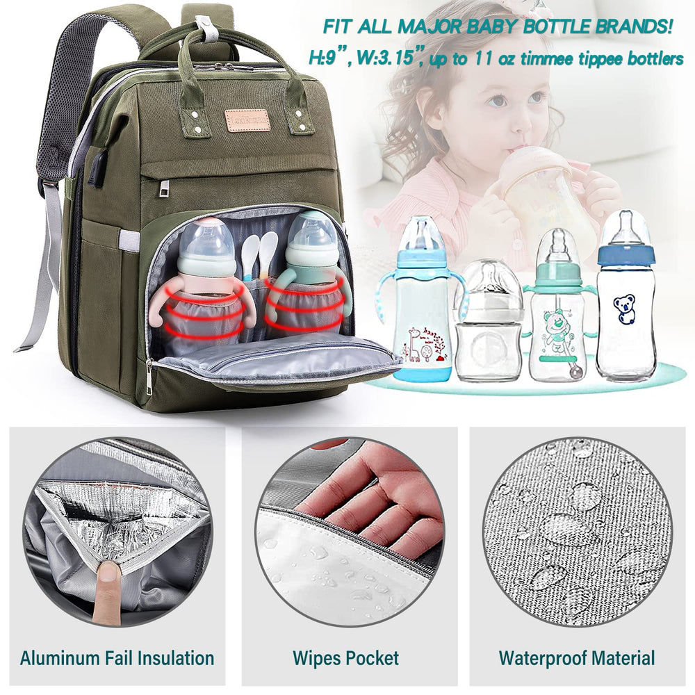 LexiRoman diaper bag backpack with stroller straps for hands-free transport.