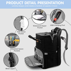 LexiRoman diaper bag backpack waterproof fabric protects gear in rain.
