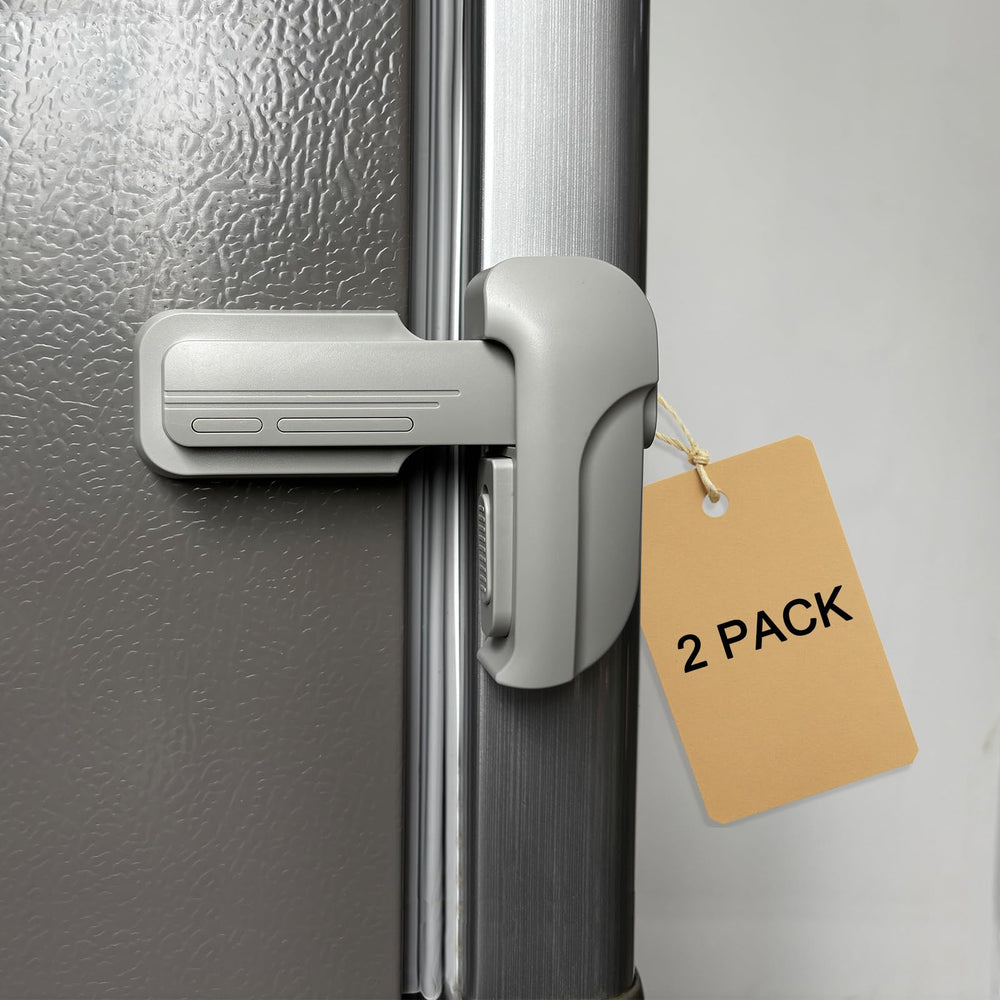 Lexng two-pack grey safety lock front view showing kid-friendly fridge access control