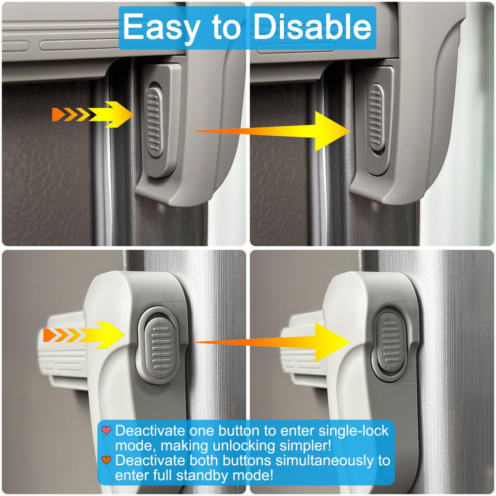 Lexng grey lock seen from side illustrating compact design for tight fridge space