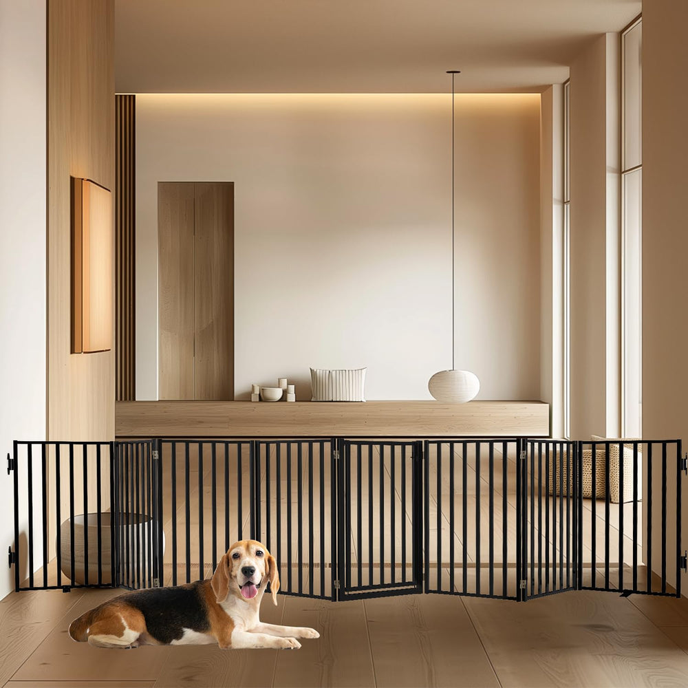 Lezbanz 160w 32h dog gate demonstrates wide reach for stairs and hallways.