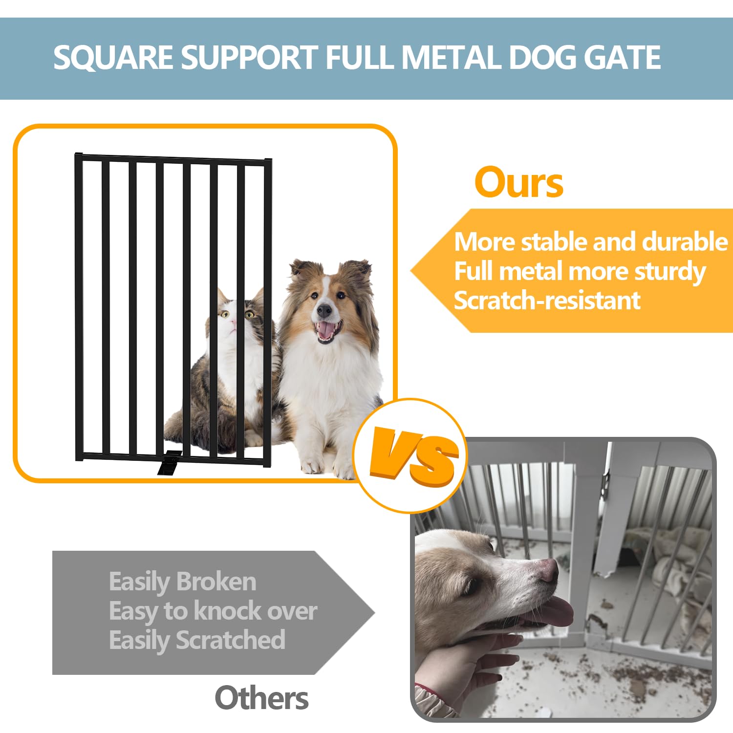Lezbanz Full Metal Dog Gate wall-mount setup for permanent stability.