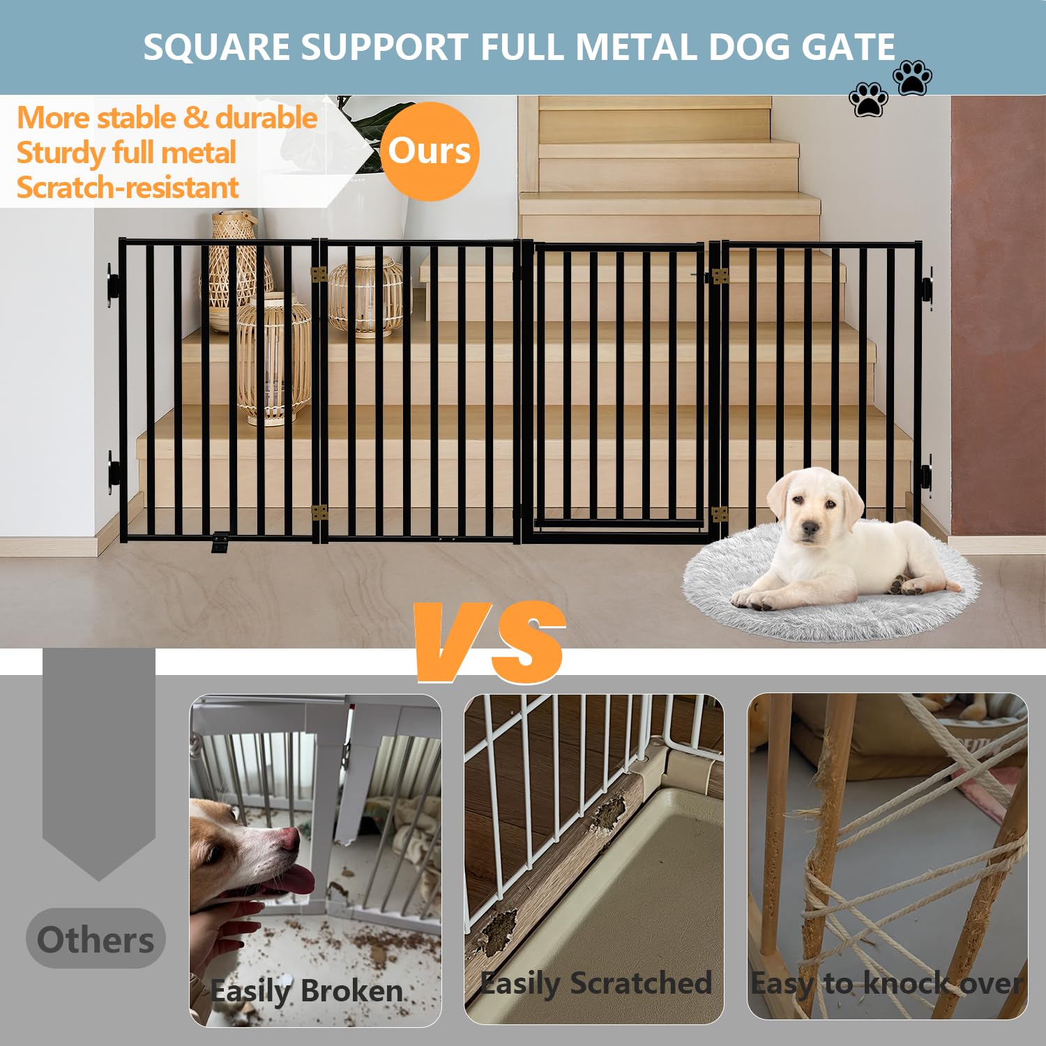 Lezbanz full metal gate door open demonstrates easy access with a 180-degree swing and secure lock
