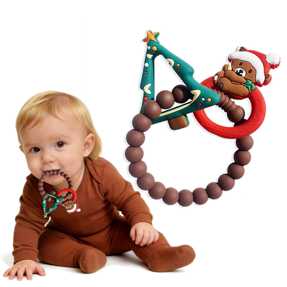 Leziazany Christmas tree teether in silicone for safe chewing and baby use