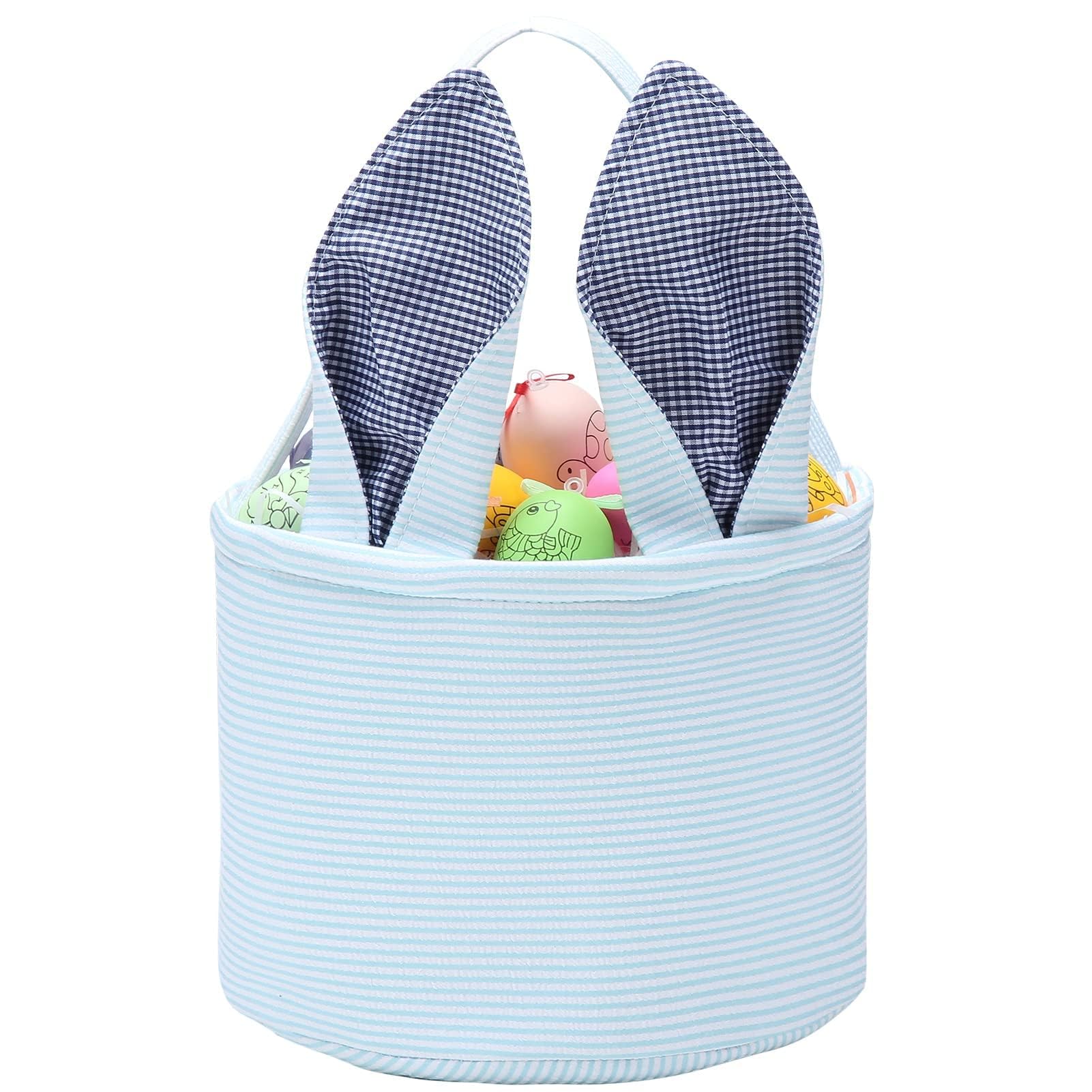 Leziazany Easter basket canvas seersucker for durable Easter storage