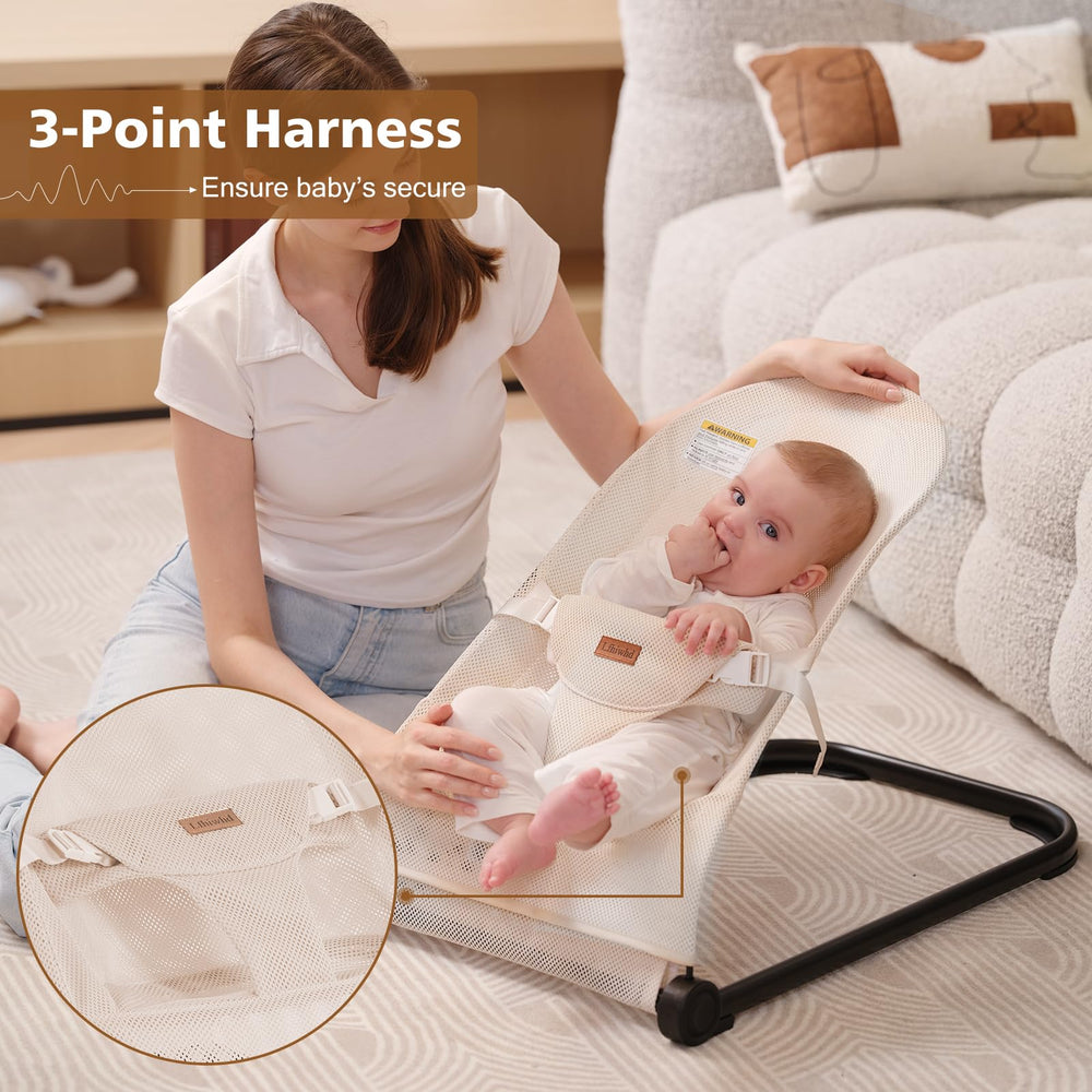 Lfhiwhd bouncer seat ergonomic backrest supports growing spine and neck