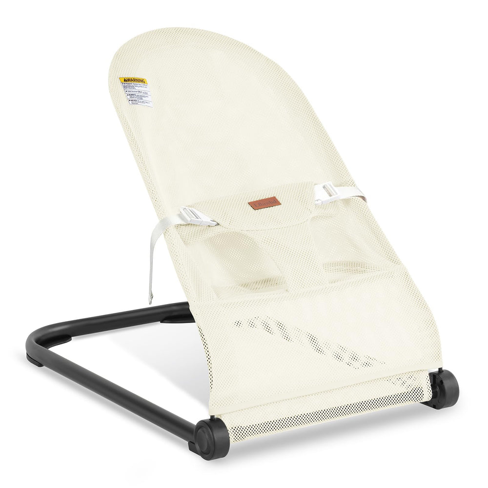 Lfhiwhd baby bouncer seat front view in mesh beige for soothing comfort