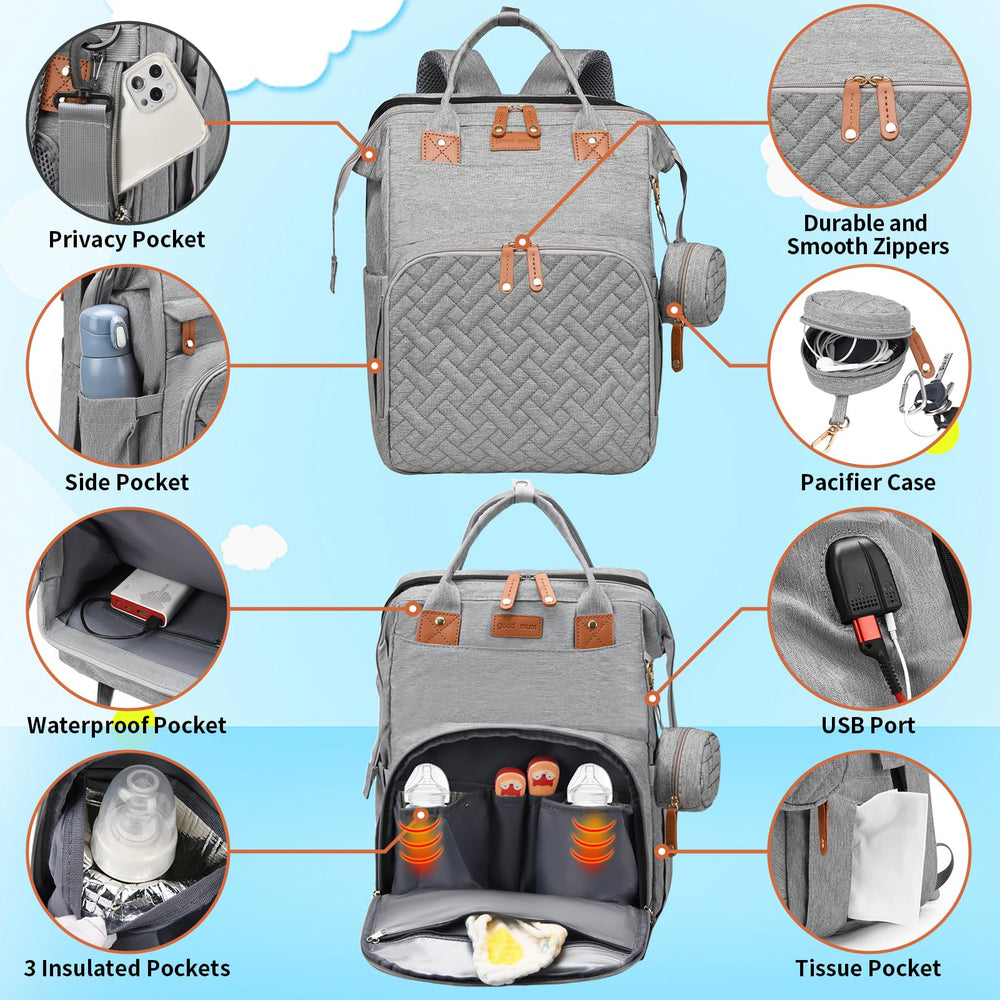 LHDYMXYN diaper bag anti-theft pocket keeps valuables secure.