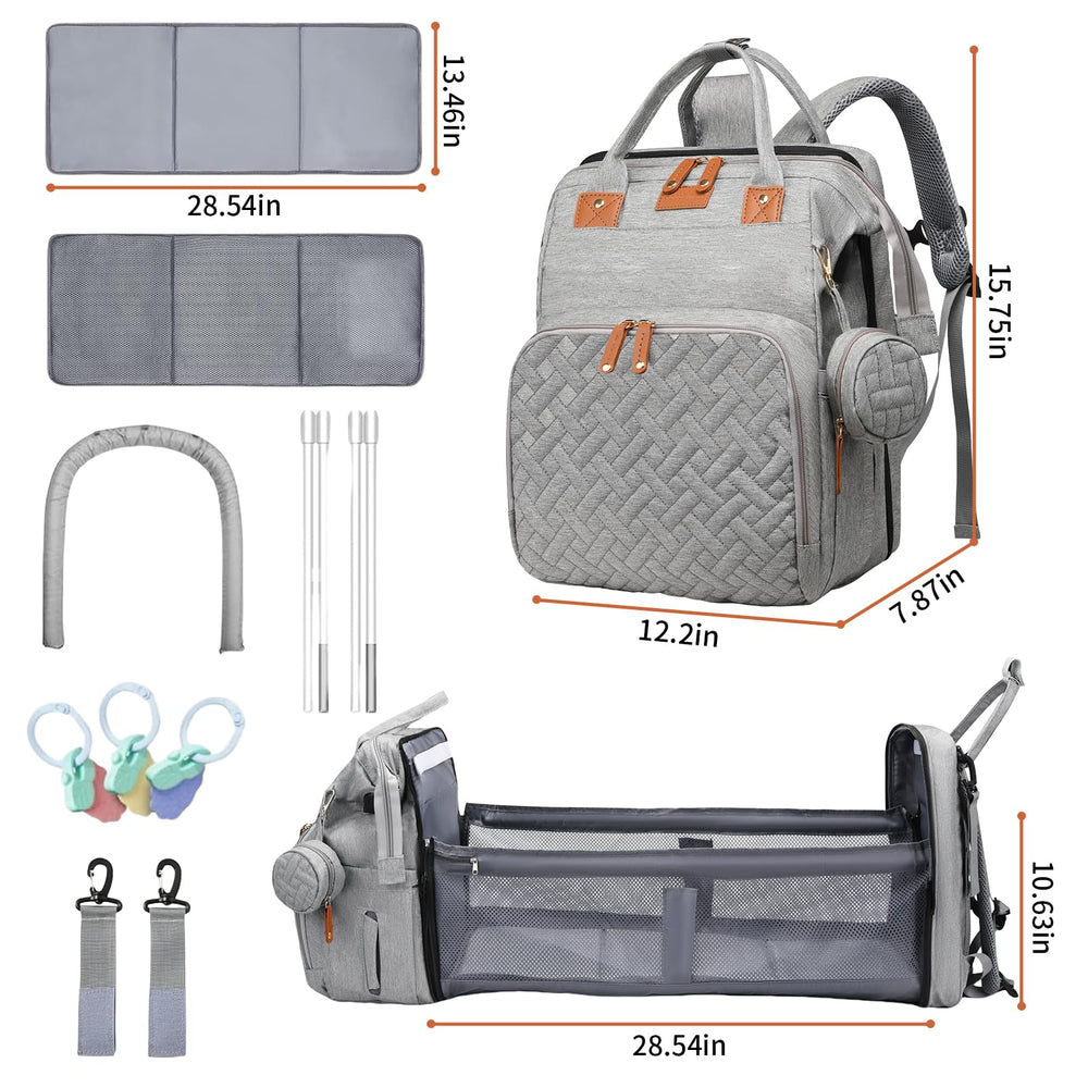 LHDYMXYN diaper bag gray backpack as a stylish travel companion.