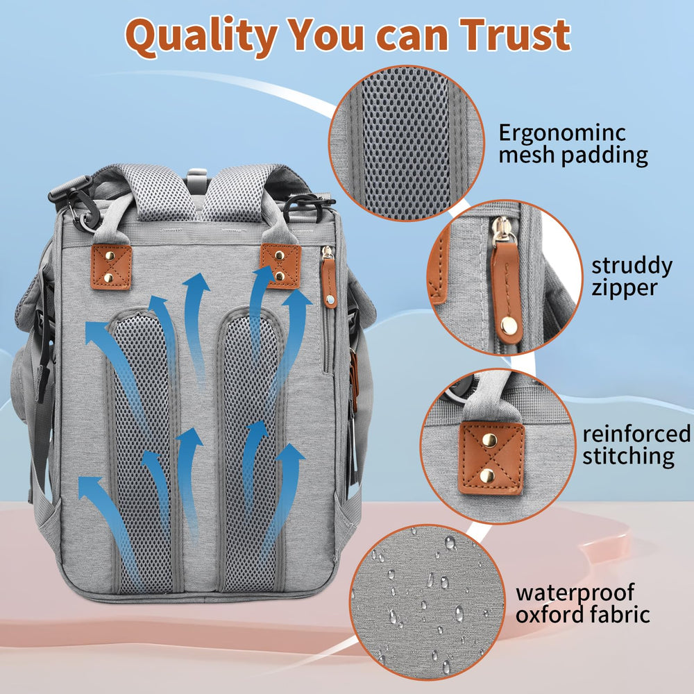 LHDYMXYN diaper bag stroller straps attach securely for hands-free outings.