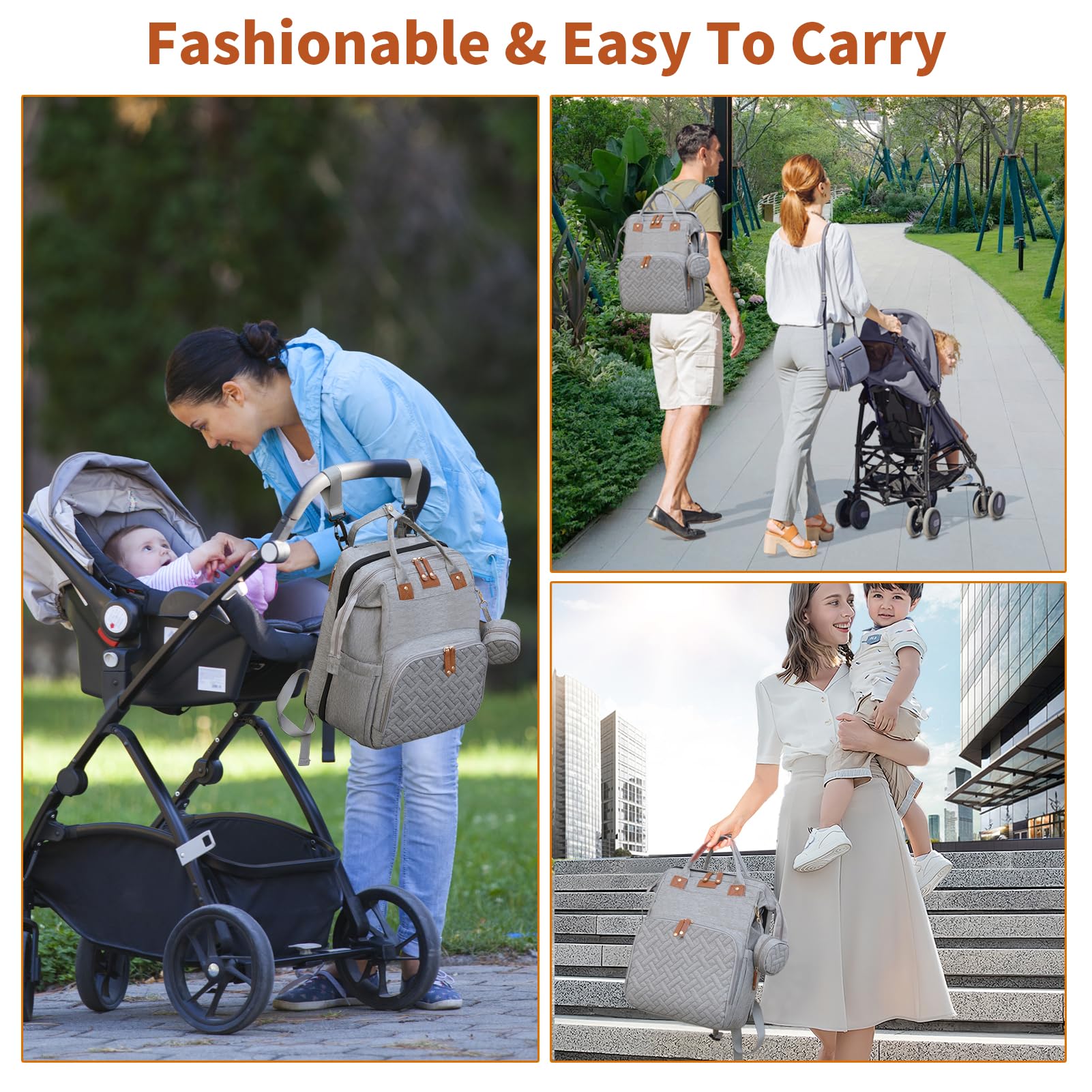 LHDYMXYN diaper bag USB port enables on-the-go charging.