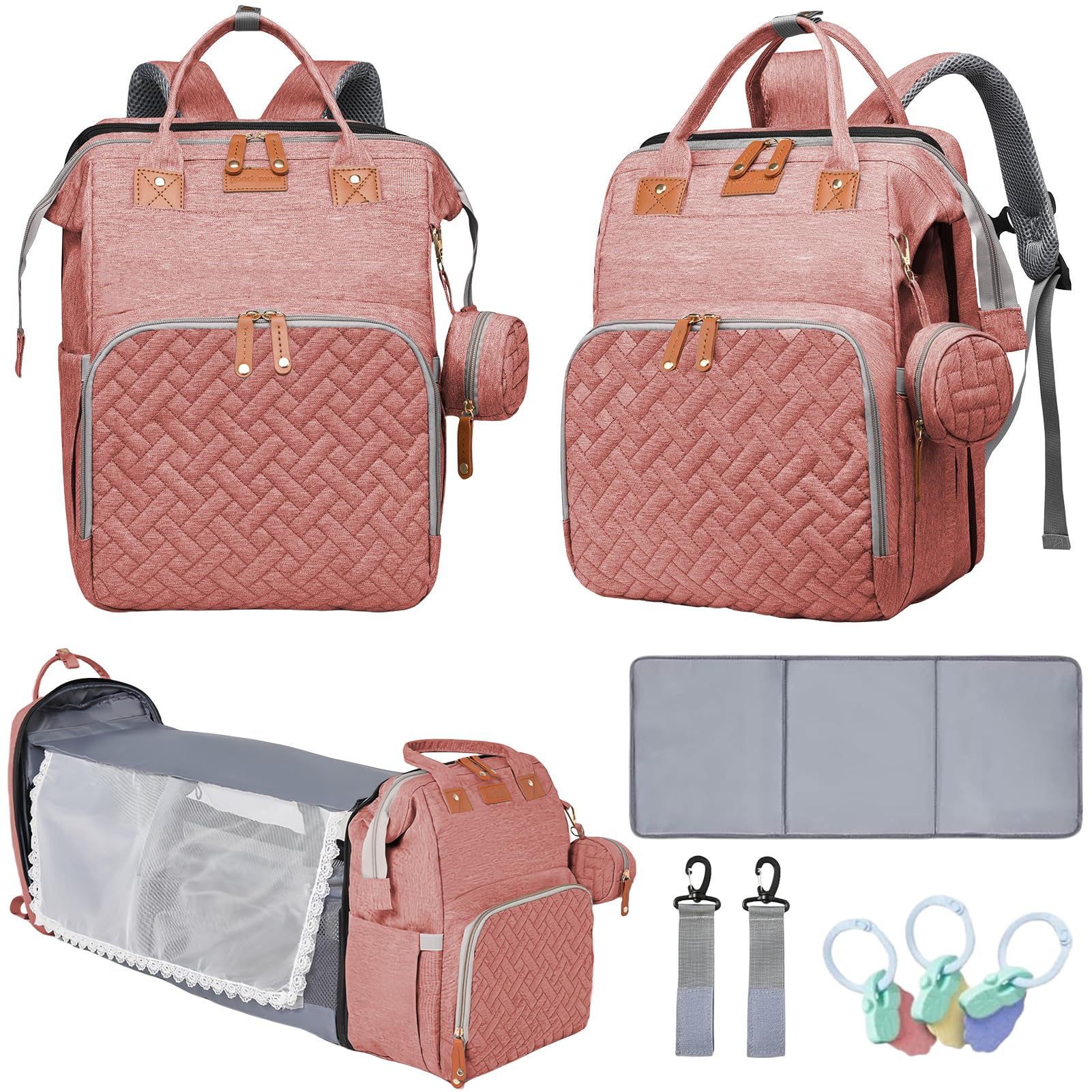 LHDYMXYN diaper bag changing-station provides on-the-go diaper changes.