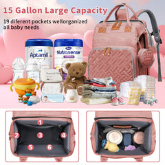 LHDYMXYN diaper bag with washable changing pad for easy cleanups.