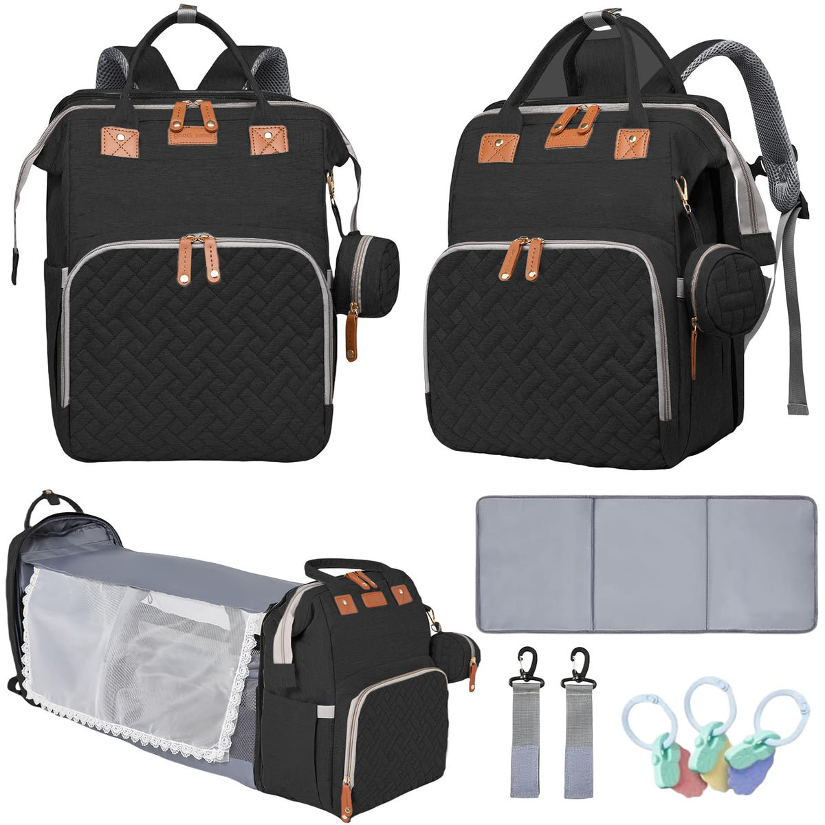 LHDYMXYN diaper bag backpack with changing station ready for on-the-go diaper changes.