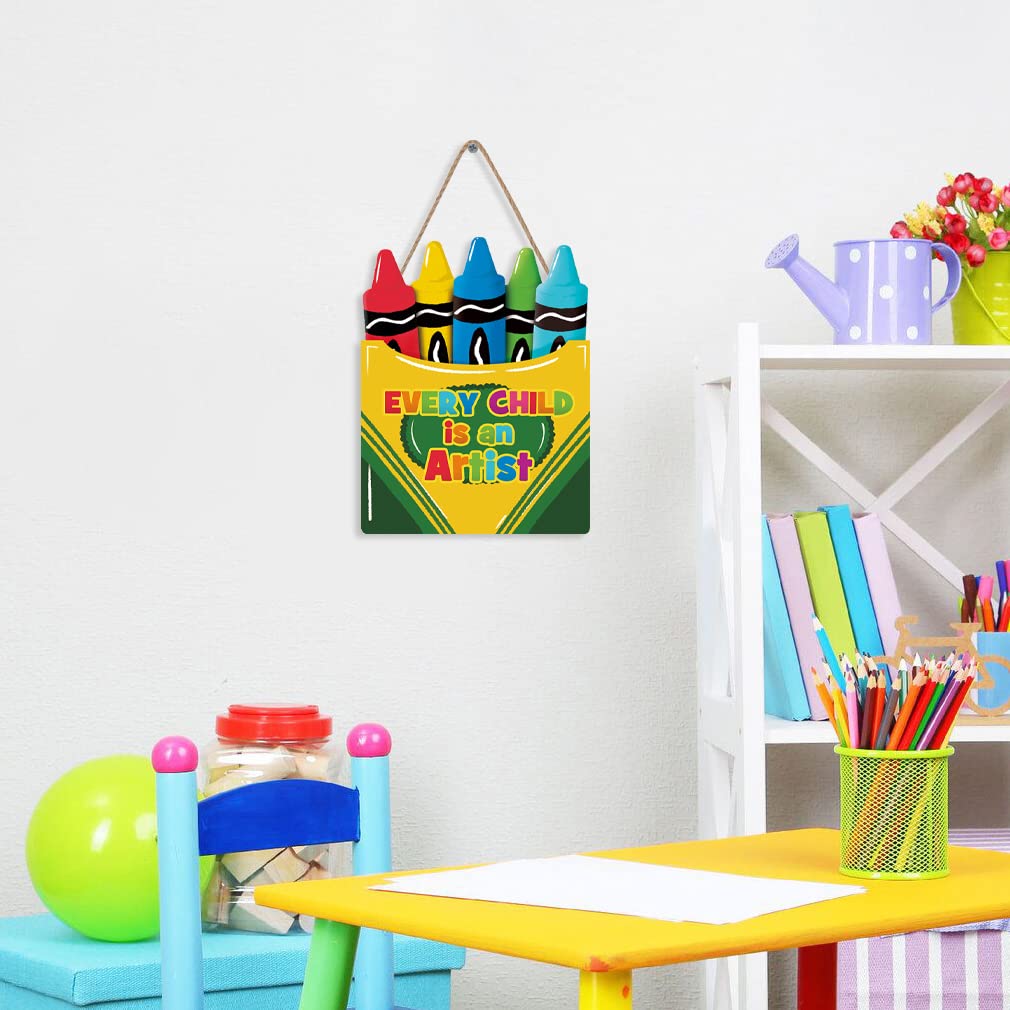 LHIUEM Colorful Crayon Wood Sign Decor 10x14 inch artwork for prominent wall presence.