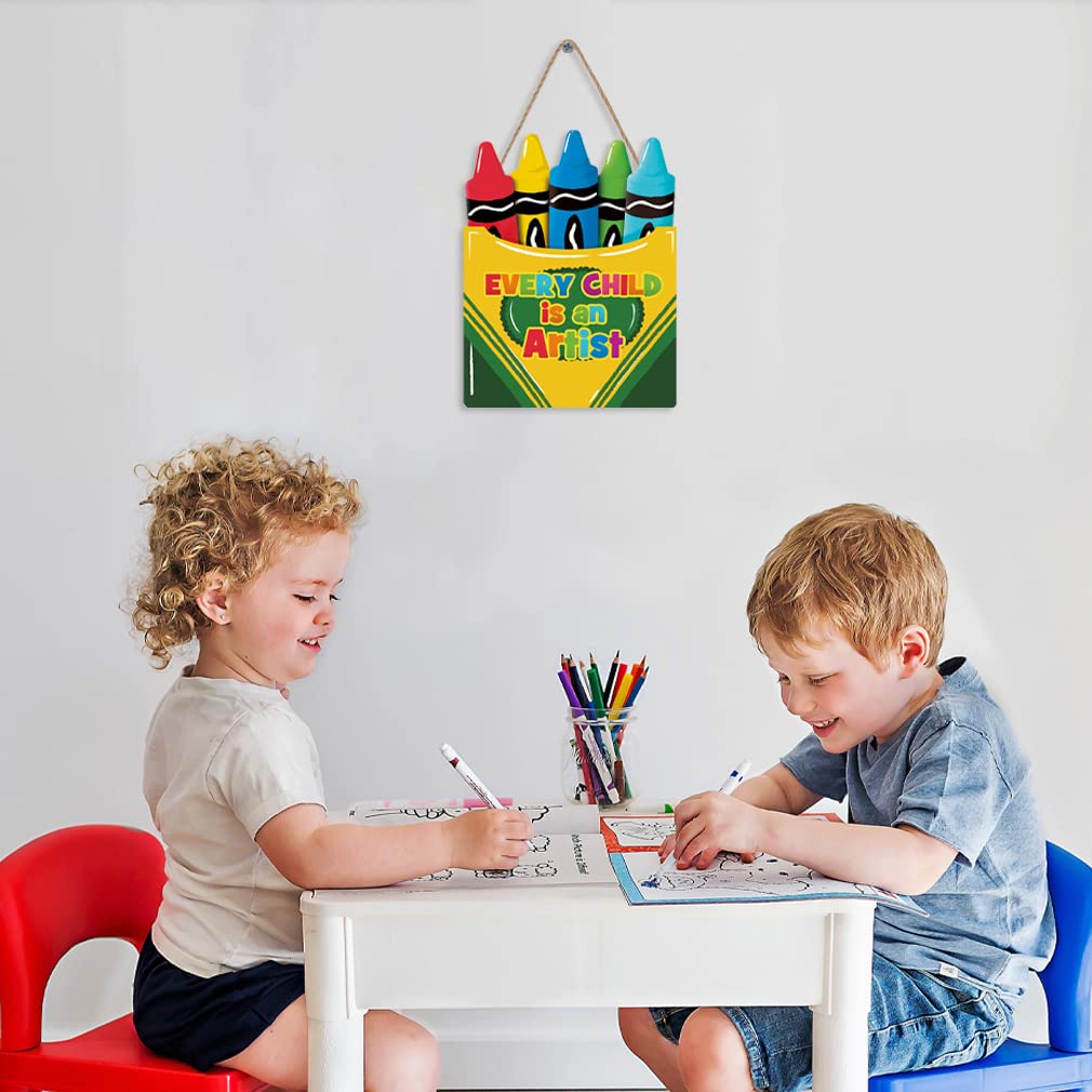 LHIUEM Colorful Crayon Wood Sign Decor multicolor pencils brighten kid rooms and play spaces.