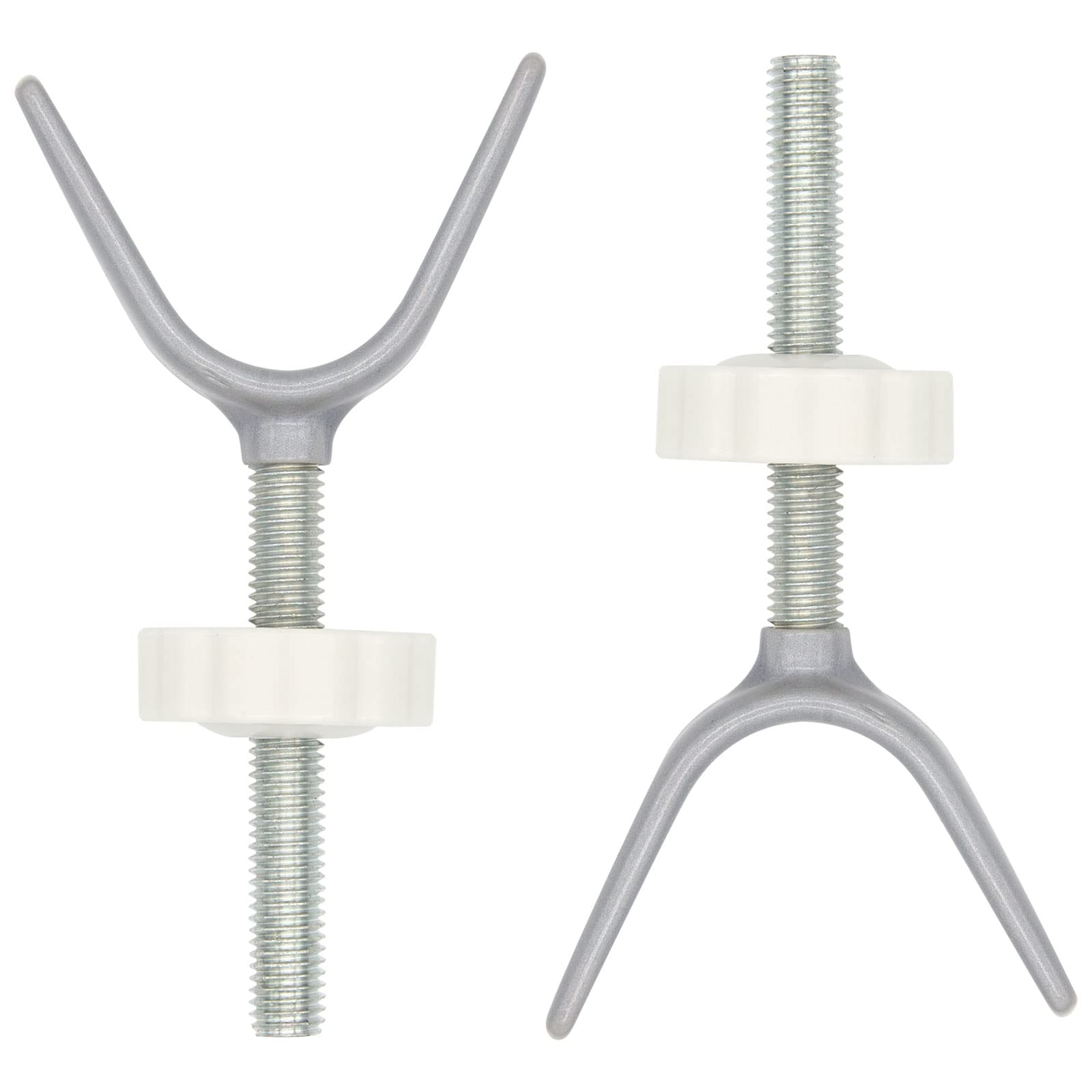 LhyBtm Y spindle rod on staircase railing for secure tool-free mounting.
