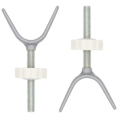 LhyBtm Y spindle rod on staircase railing for secure tool-free mounting.