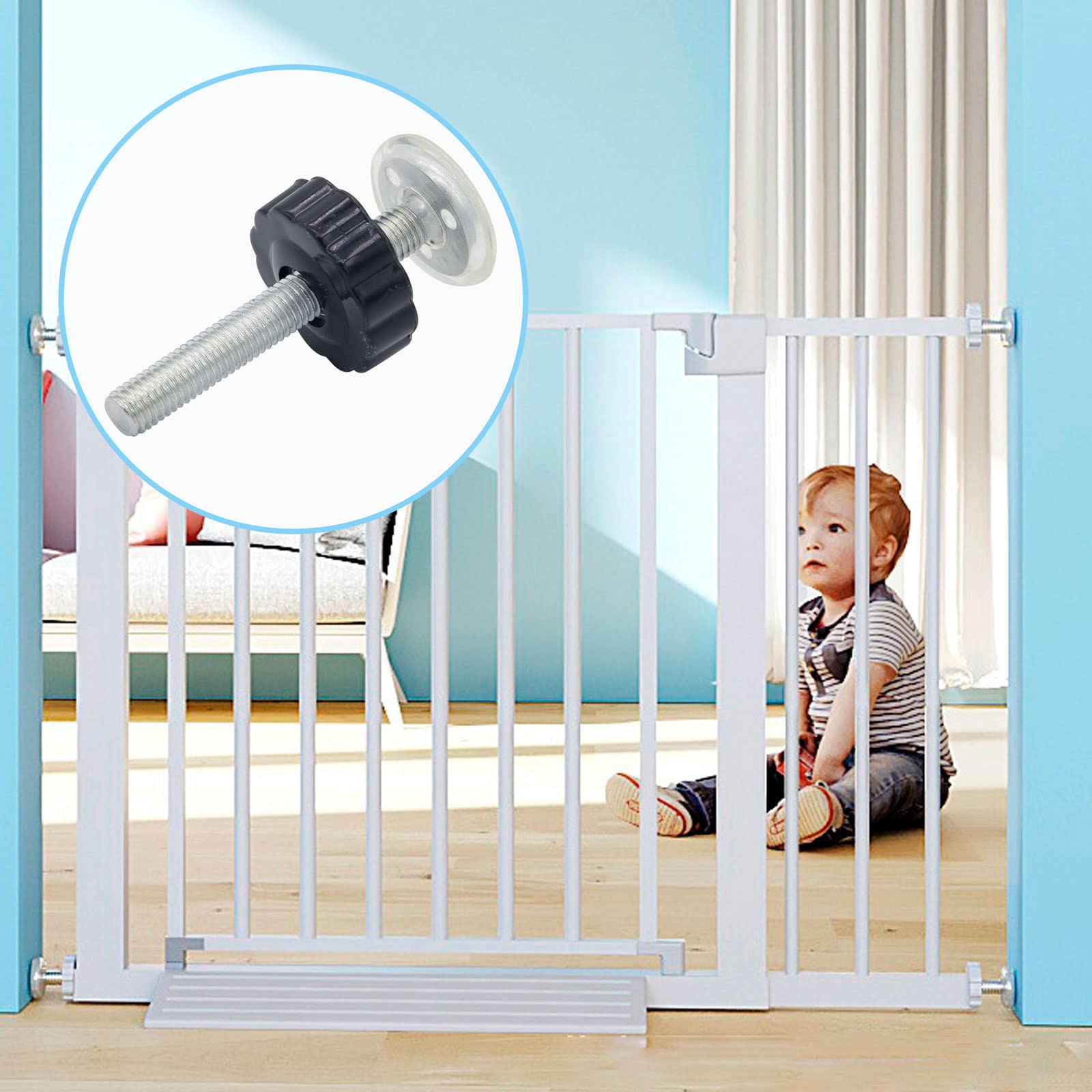 LhyBtm M10 gate adapter wall protector installed on stairs.