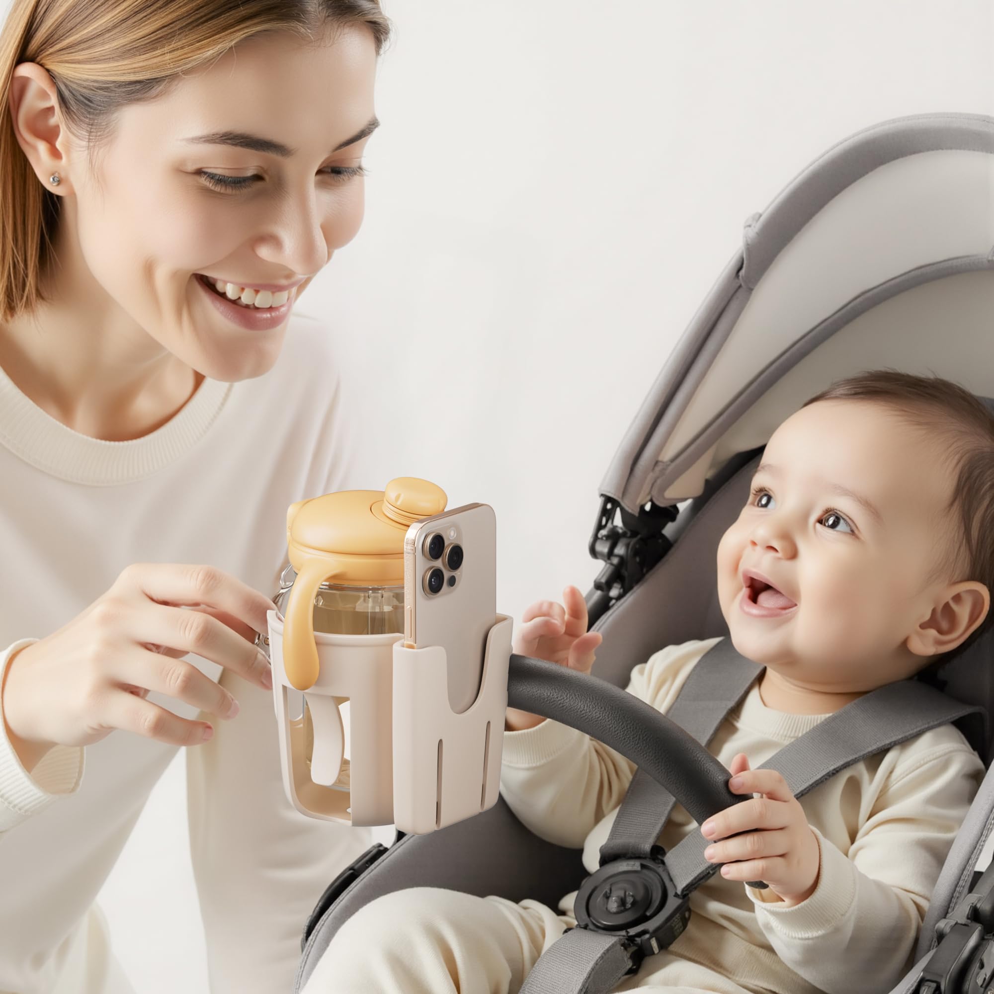 Li & Zhao universal-stroller-cup-holder-phone-holder keeps your phone within reach.