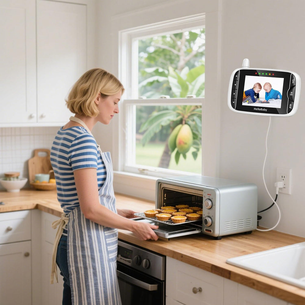 Liangxinyun HelloBaby monitor setup demonstrates neat cord management.