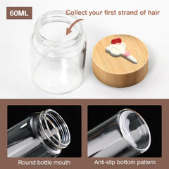 Liannan glass jar storage close-up demonstrates airtight lock of hair preservation