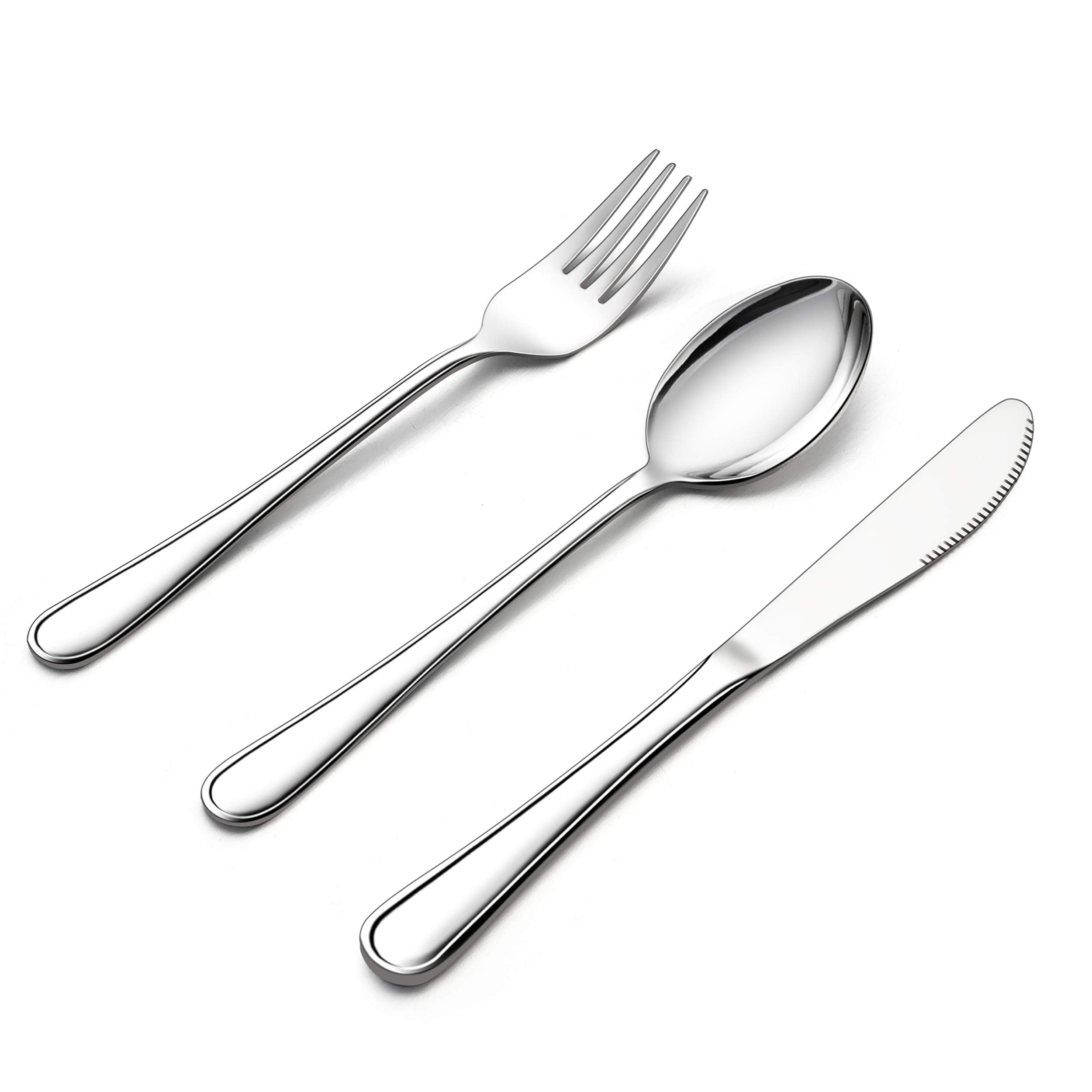 LIANYU 12-piece kids silverware set with mirror finish for easy independent meals