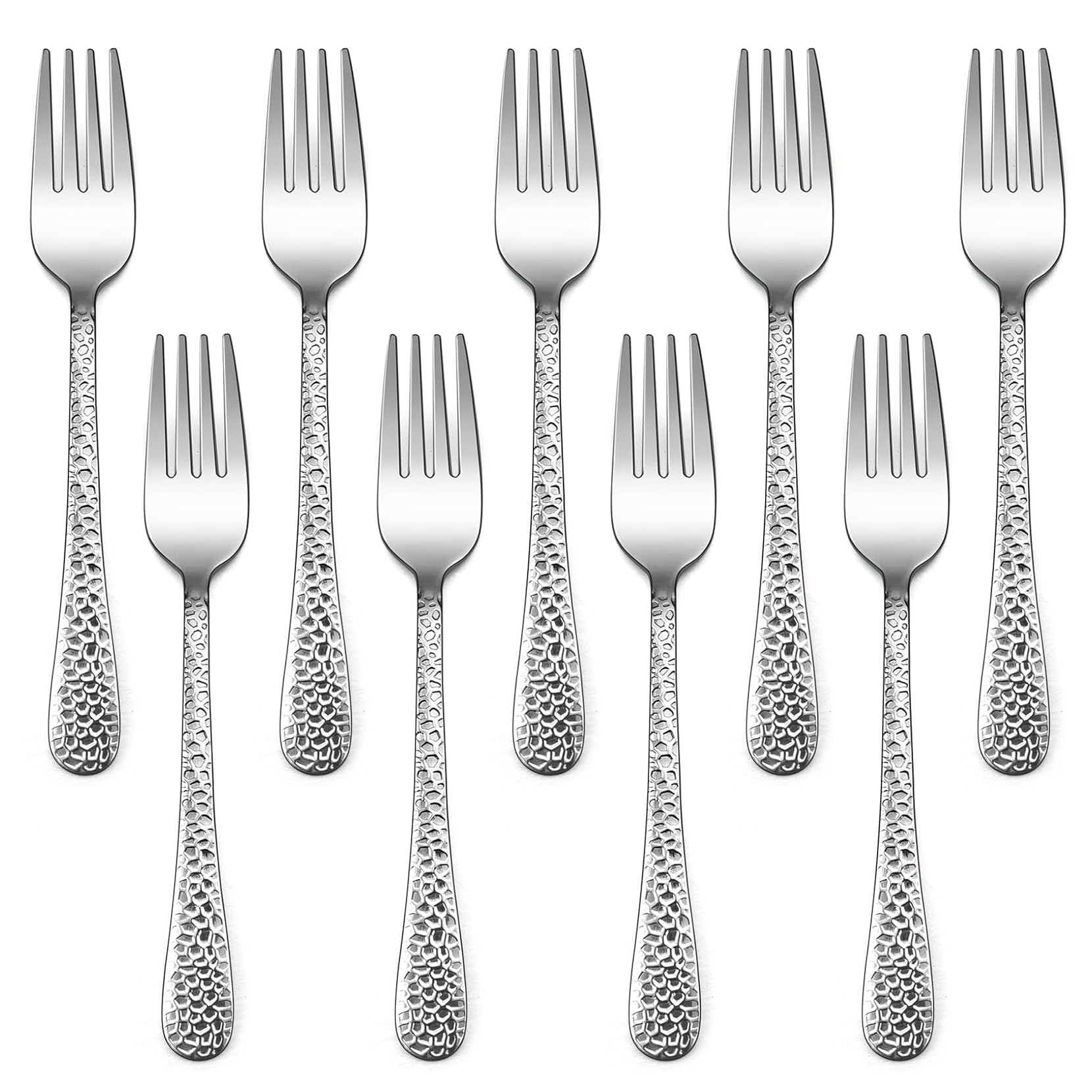 LIANYU 9-piece kids forks with hammered design promote easy self-feeding and grip
