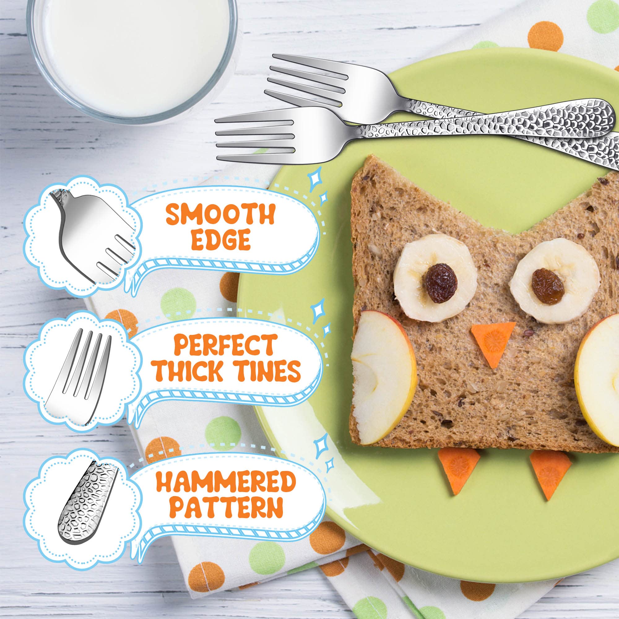 LIANYU kids forks hammered design to attract children during meals and self-feeding