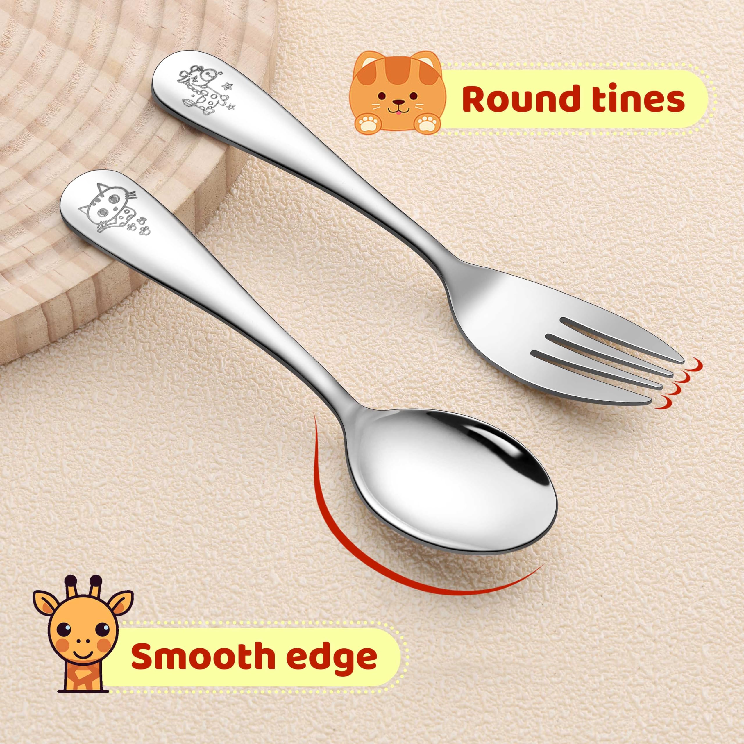 LIANYU Kids Silverware Set handles close-up highlighting kid-friendly grip for small hands.