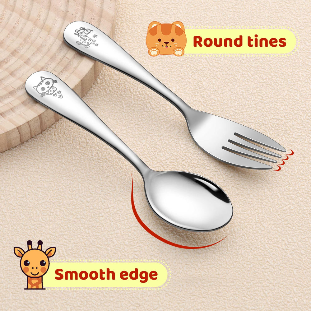 LIANYU Kids Silverware Set handles close-up highlighting kid-friendly grip for small hands.