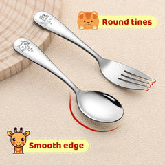 LIANYU Kids Silverware Set handles close-up highlighting kid-friendly grip for small hands.