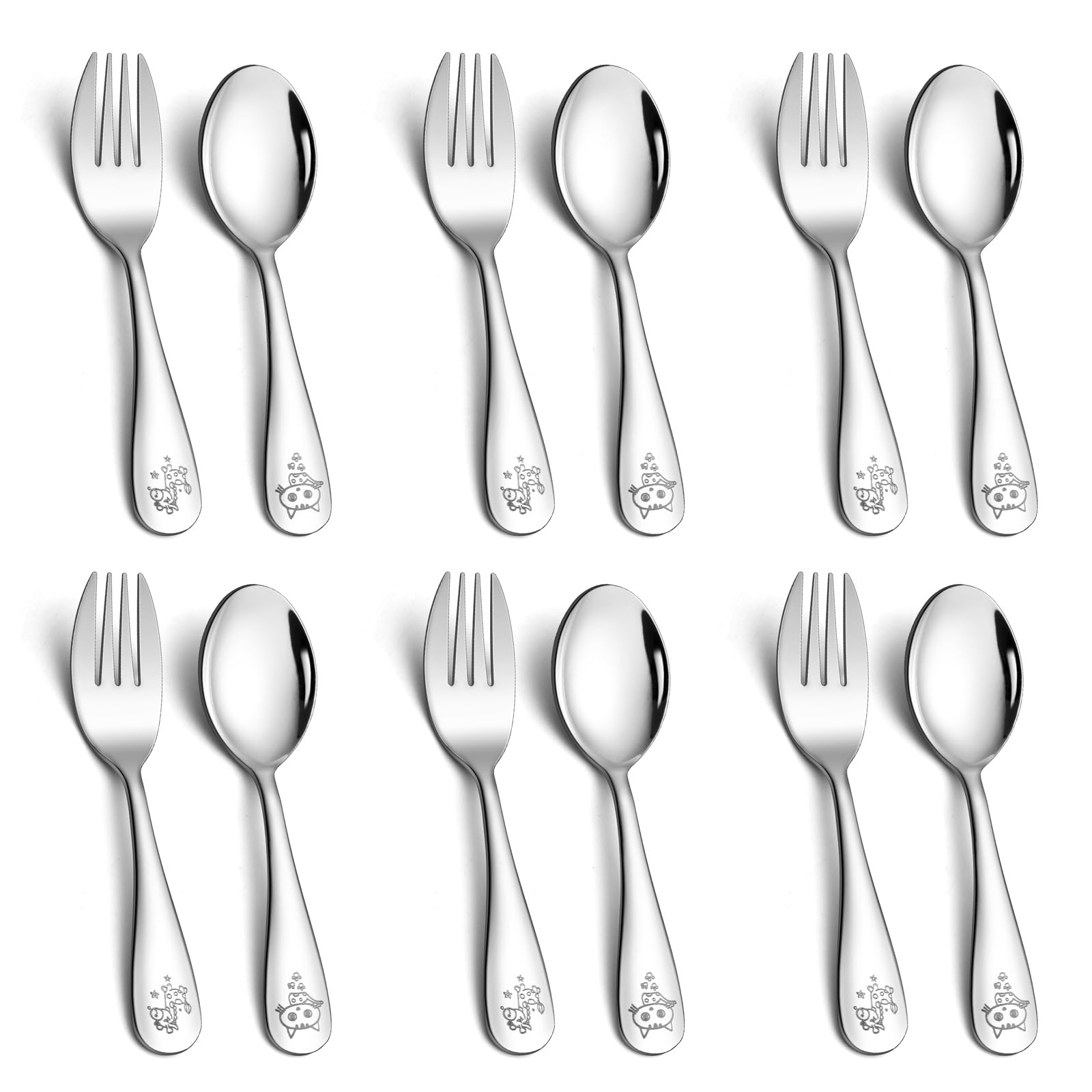 LIANYU Kids Silverware Set spoons close-up shows safe, easy self-feeding.