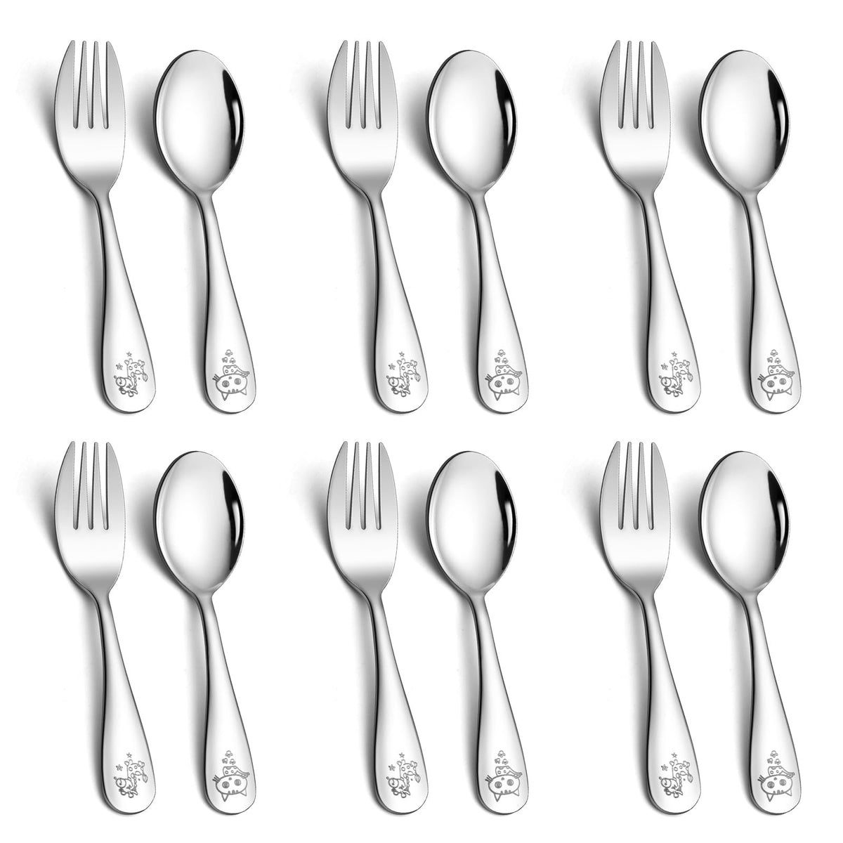 LIANYU Kids Silverware Set spoons close-up shows safe, easy self-feeding.