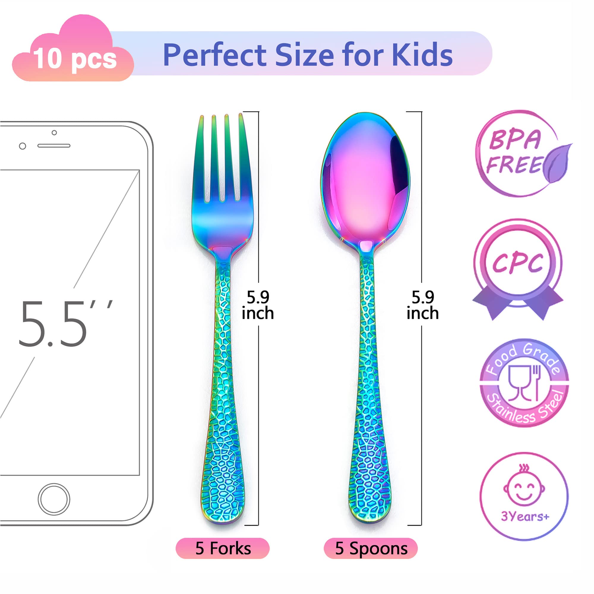 LIANYU rainbow kids forks designed for tiny hands and confident meals.