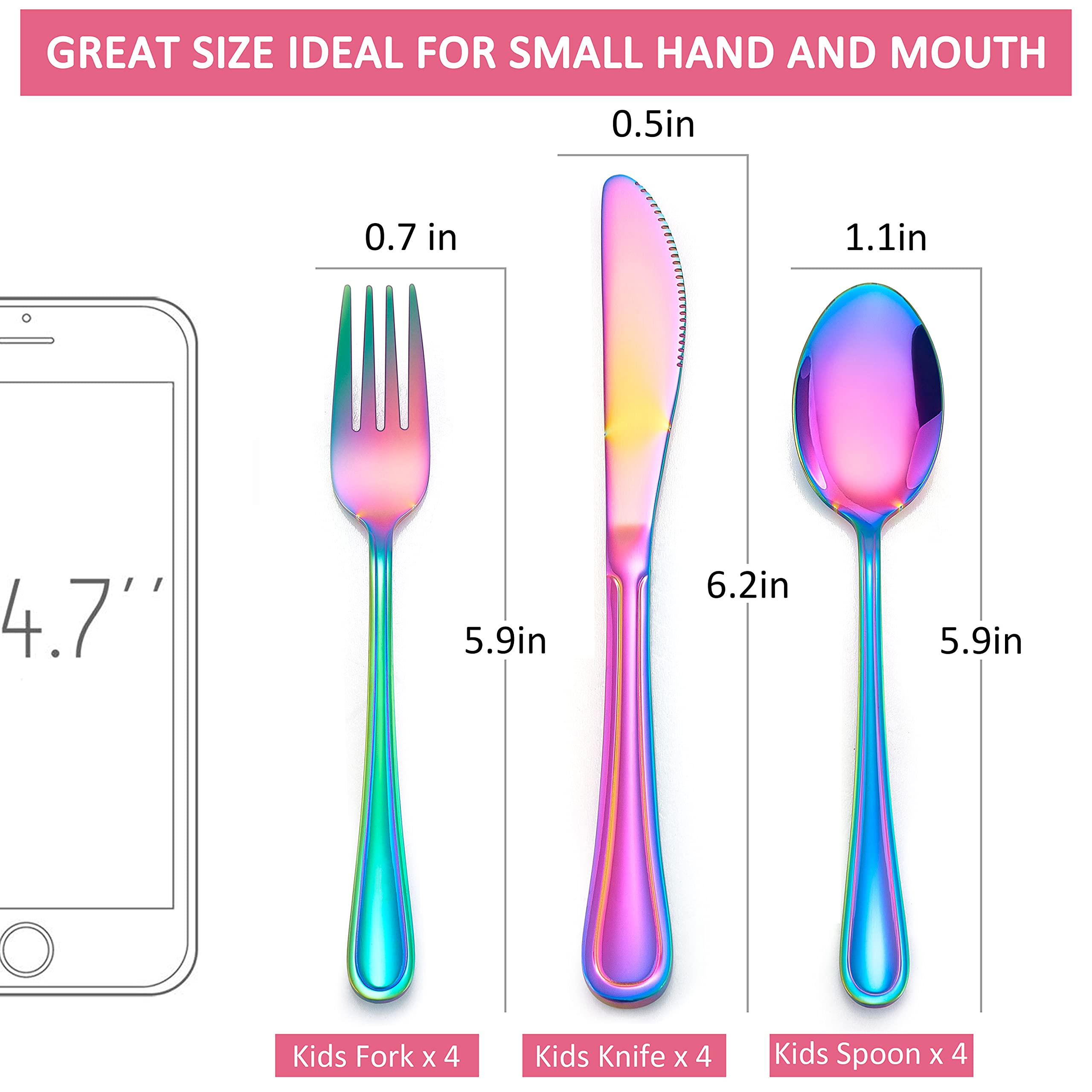 LIANYU rainbow kids silverware versatile for school, travel, and home dining.