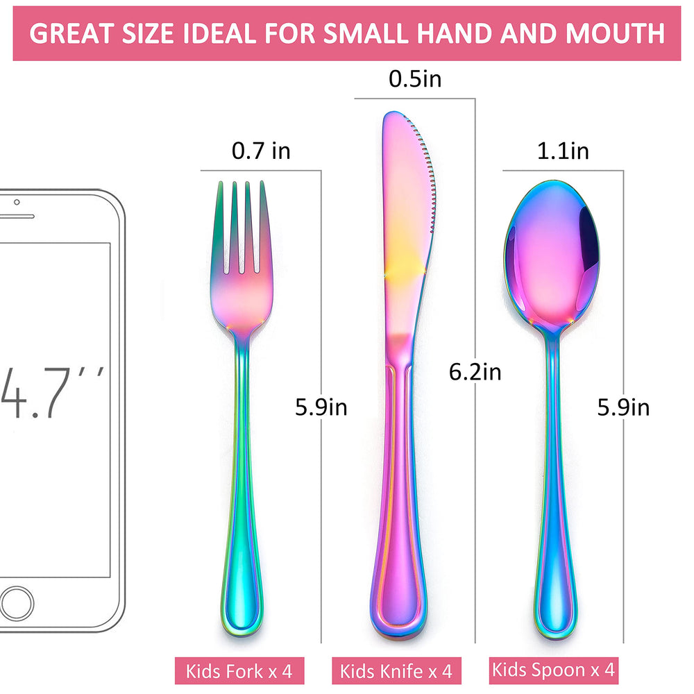 LIANYU rainbow kids silverware versatile for school, travel, and home dining.