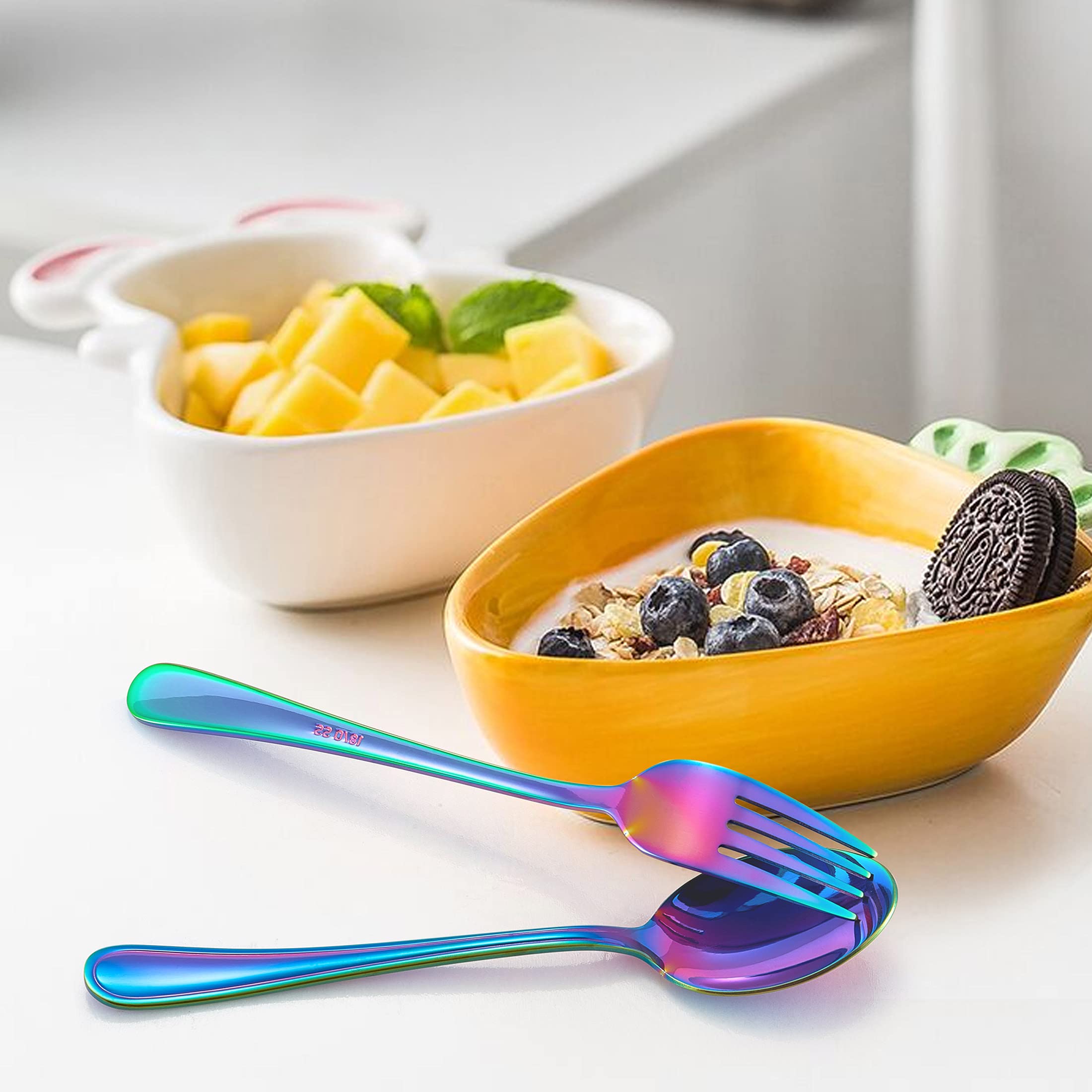 LIANYU rainbow toddler spoons gift box image emphasizes ready-to-gift presentation.