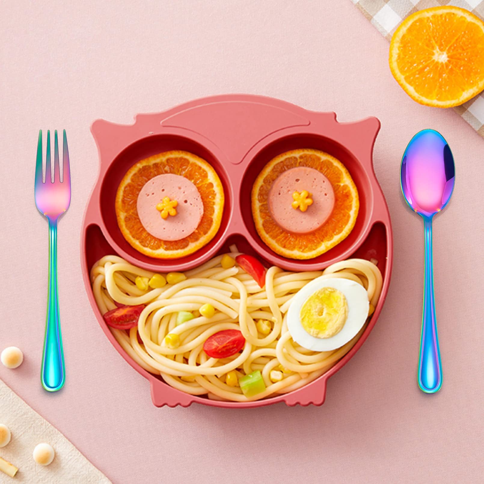 LIANYU rainbow toddler spoons kids-mealtime table setting demonstrates versatile home use.