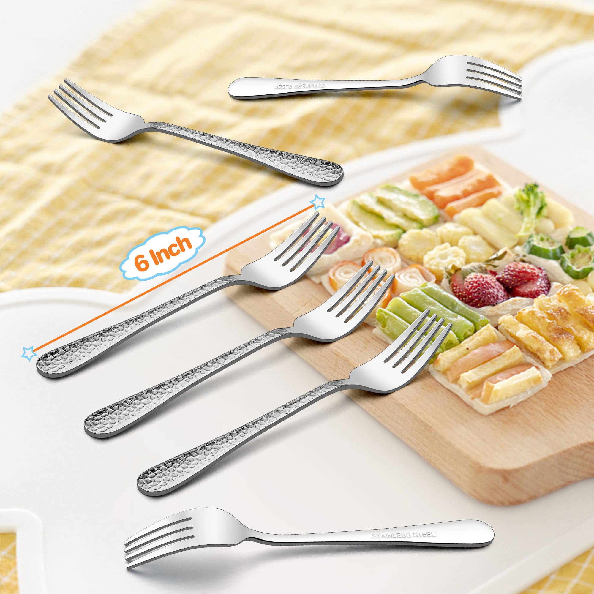 LIANYU stainless steel kids forks smooth-tip design reduces poking during meals